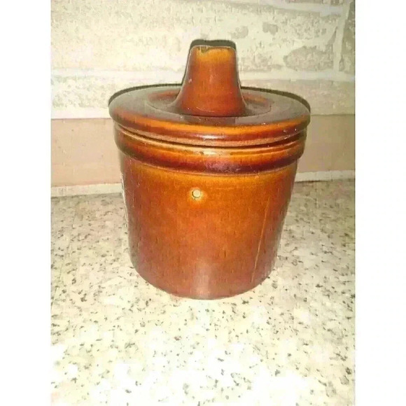 Vintage Brown Sargento Sharp Cheddar Cheese Bail 12oz With Lid Farmhouse Cottage - Picture 4 of 7
